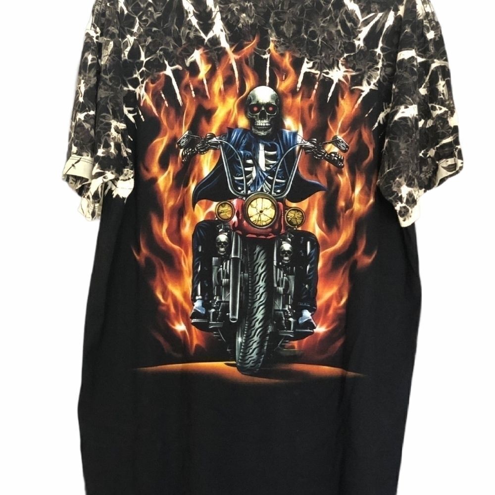 RETRO SURVIVORS SKULL PRINT BIKER TSHIRT